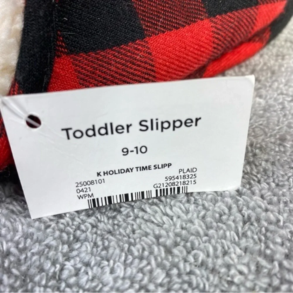 Holiday Times Toddler‎ Slippers Plaid Size 9-10 New With Tags Slip On
